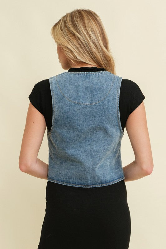Tie Front Denim Dress