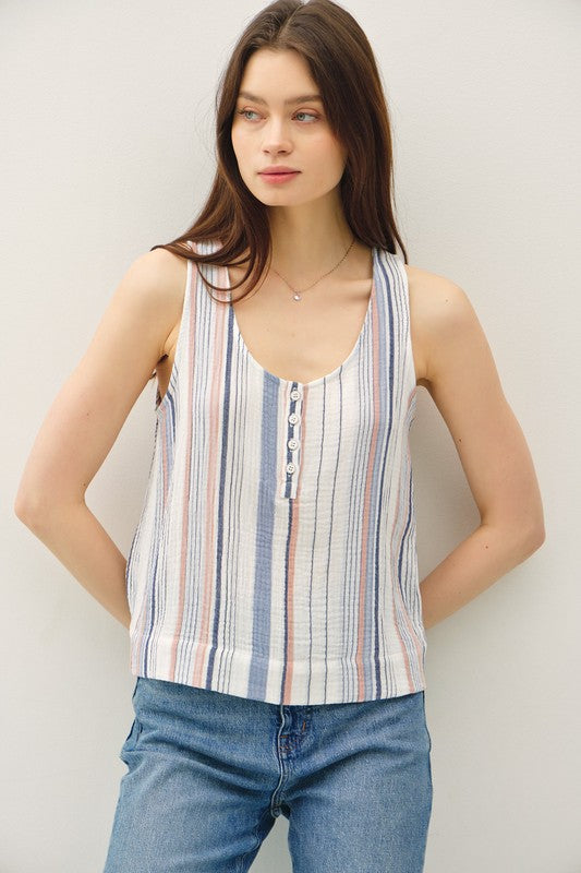 Henley Button Up Tank