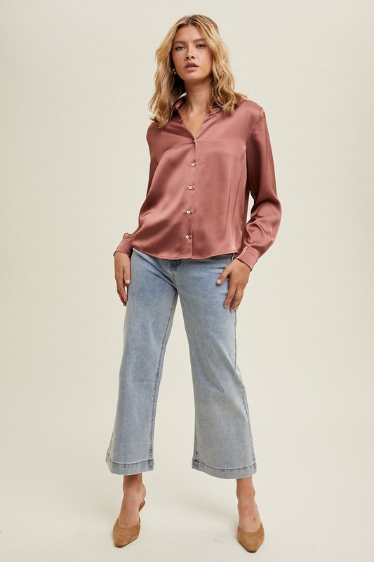 Sienna Satin Button Up