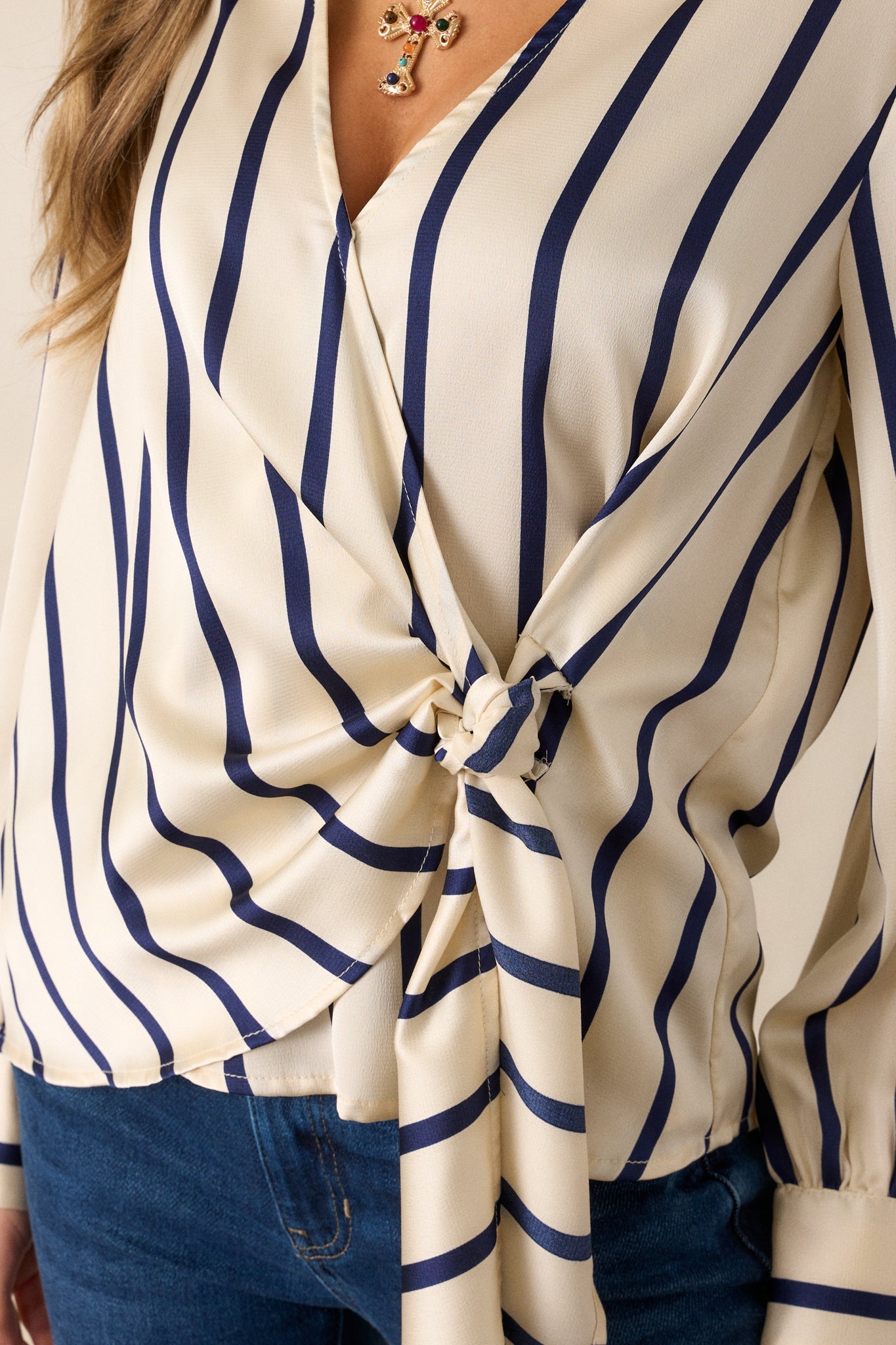 Ivory Strap Wrap Blouse