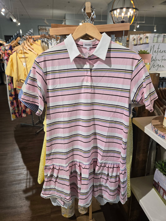 Addy Stripe Polo Pink
