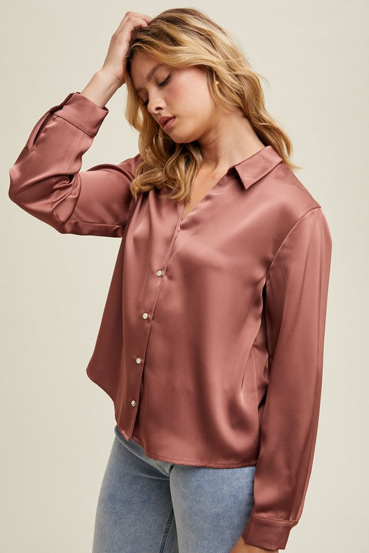 Sienna Satin Button Up