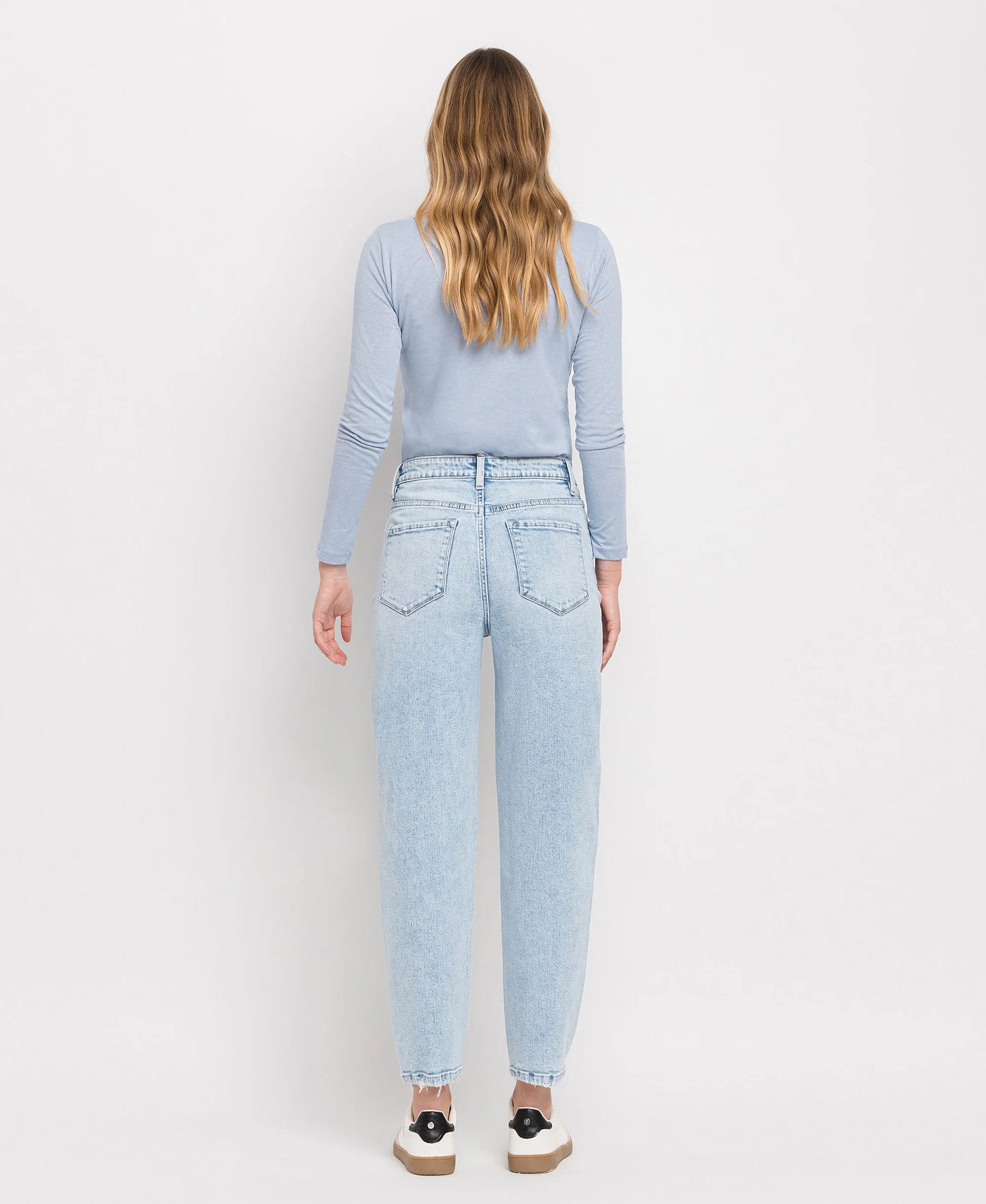 Flying Monkey Super High Rise Barrel Leg Jeans Light Blue