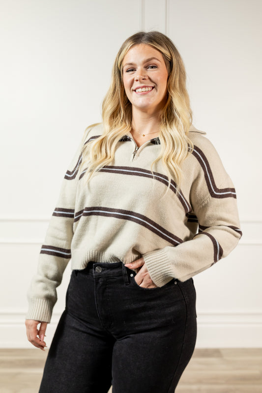 Zenly Stripe Mock Neck