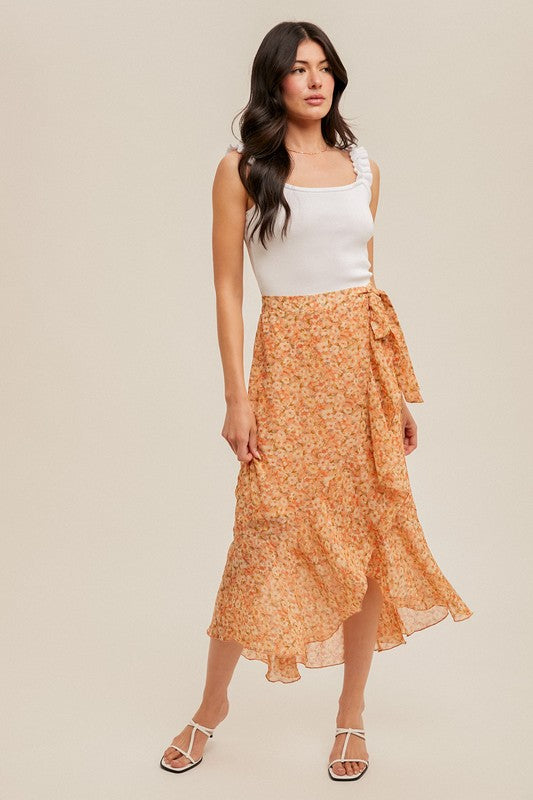 Coral Ruffle Midi