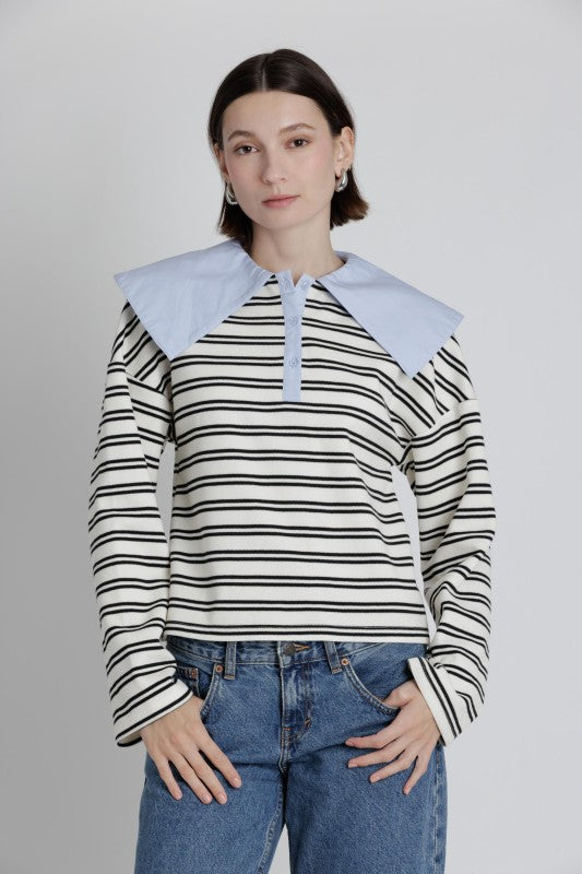 Jessa Oversized Collar Polo Shirt