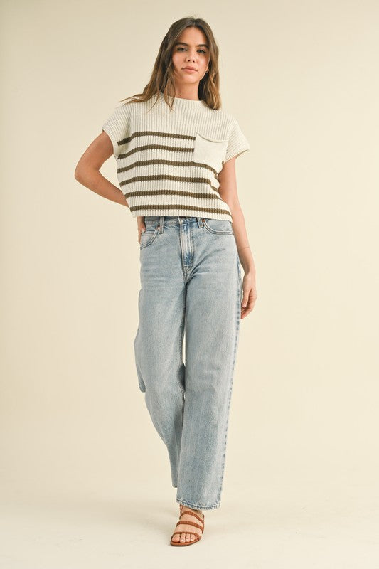 Forest Green Striped Knit
