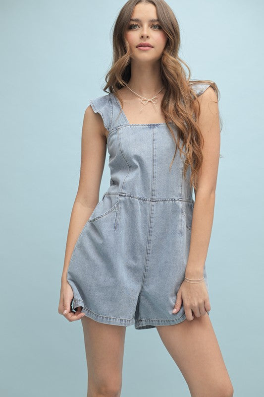 Ruffle Denim Romper