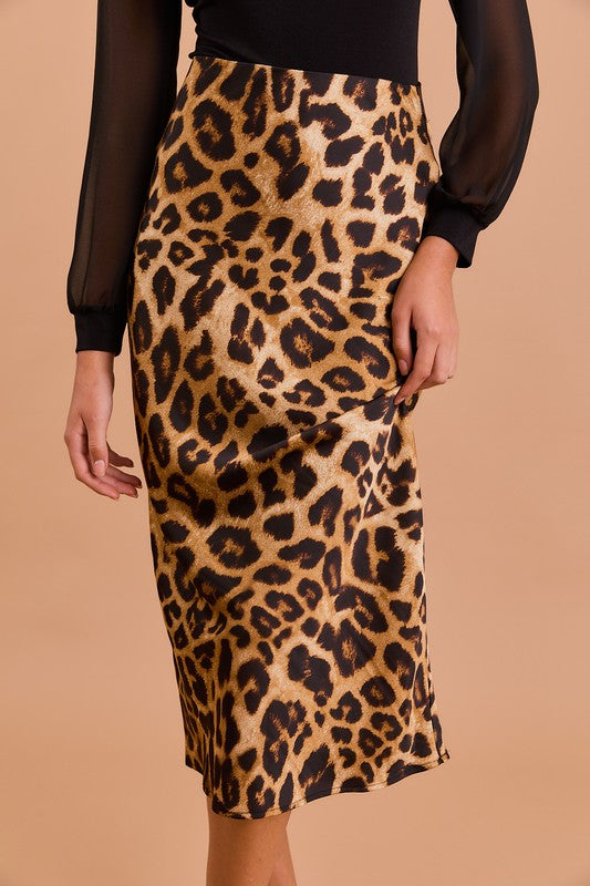 Bias Skirt in Leopard Print