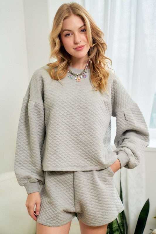 Solid Quilted Sweater