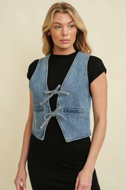 Tie Front Denim Dress