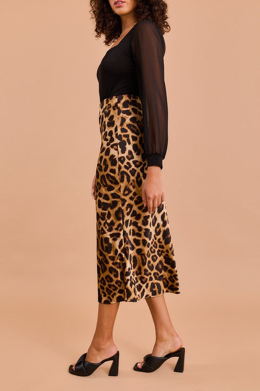 Bias Skirt in Leopard Print