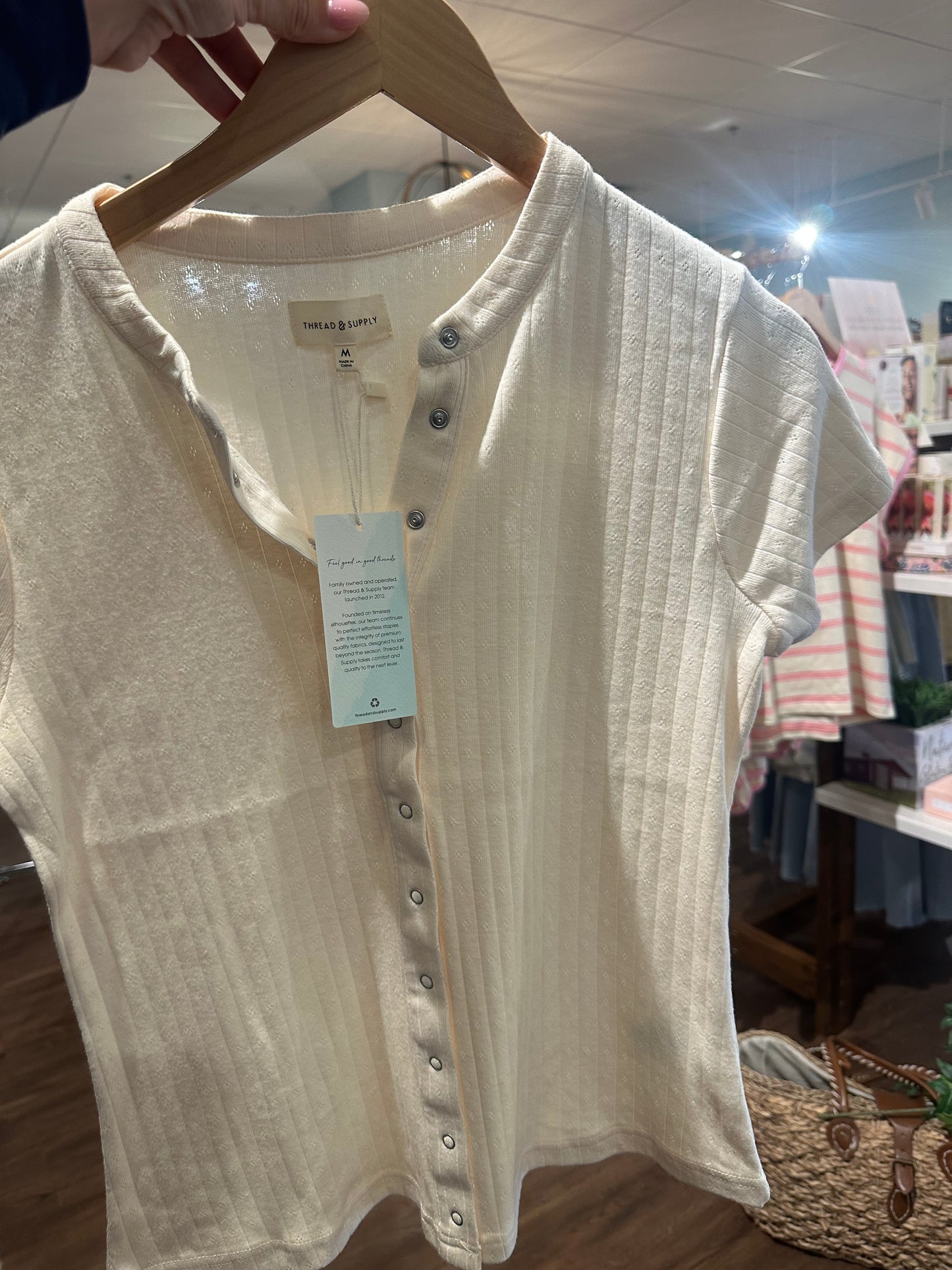 Mia Snap Front Knit Top – Ivory