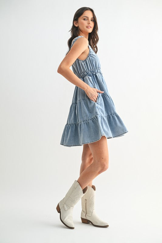 Tiered Denim Mini
