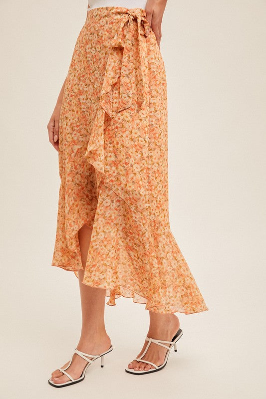 Coral Ruffle Midi