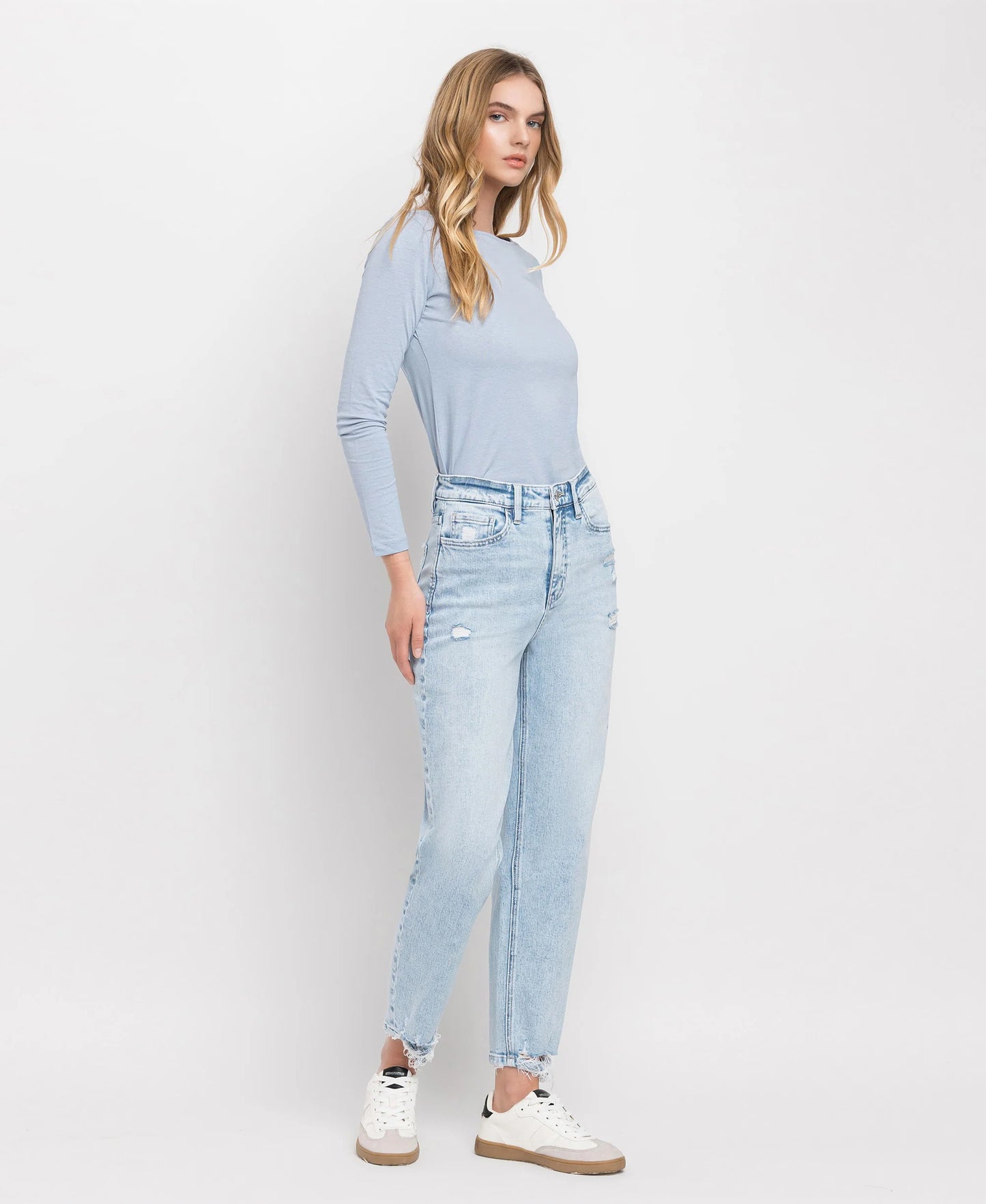 Flying Monkey Super High Rise Barrel Leg Jeans Light Blue