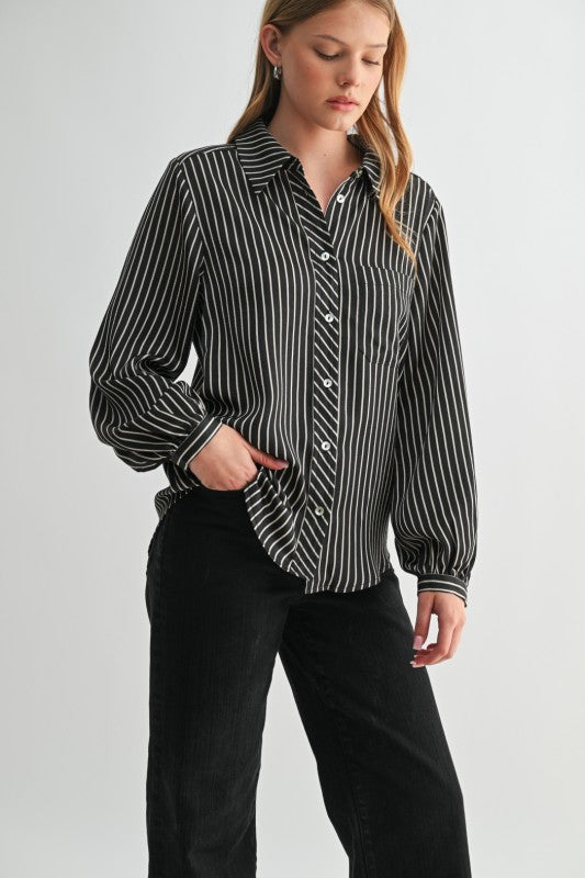 Stripe Button Blk