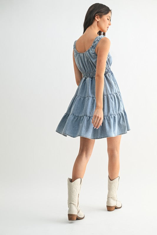 Tiered Denim Mini