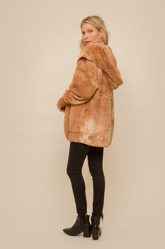 Tie Dye Fur Open Jacket