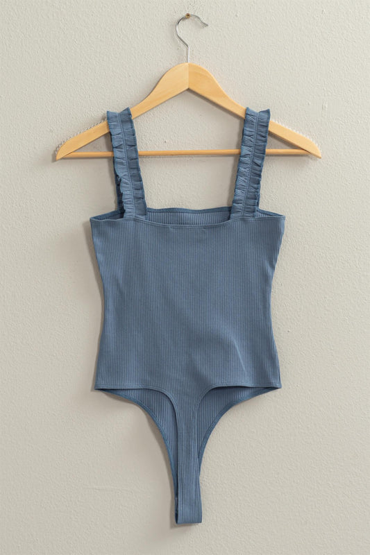 Ribbed Ruffle Bodysuit