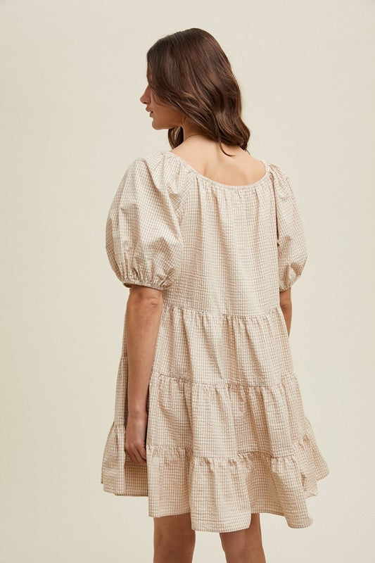 Gingham Puff Sleeve Mini