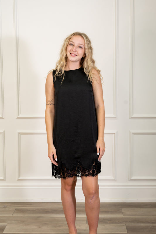 Lizette Black Lace Satin Dress