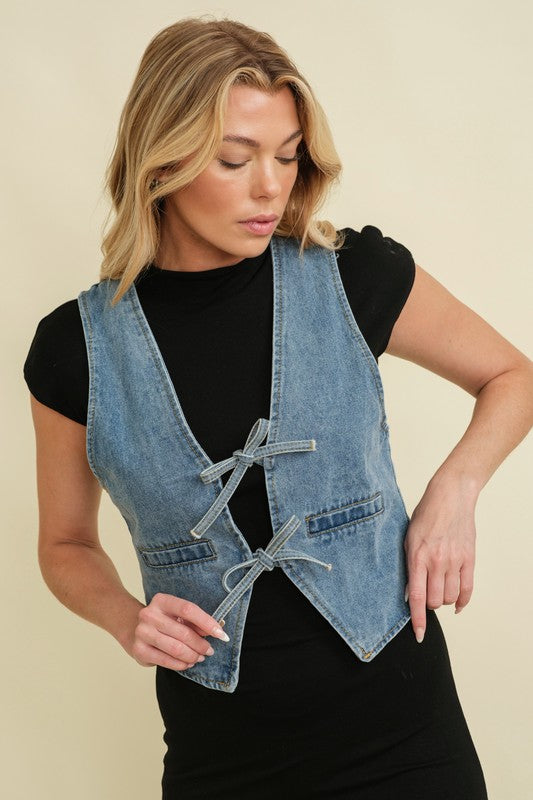Tie Front Denim Dress