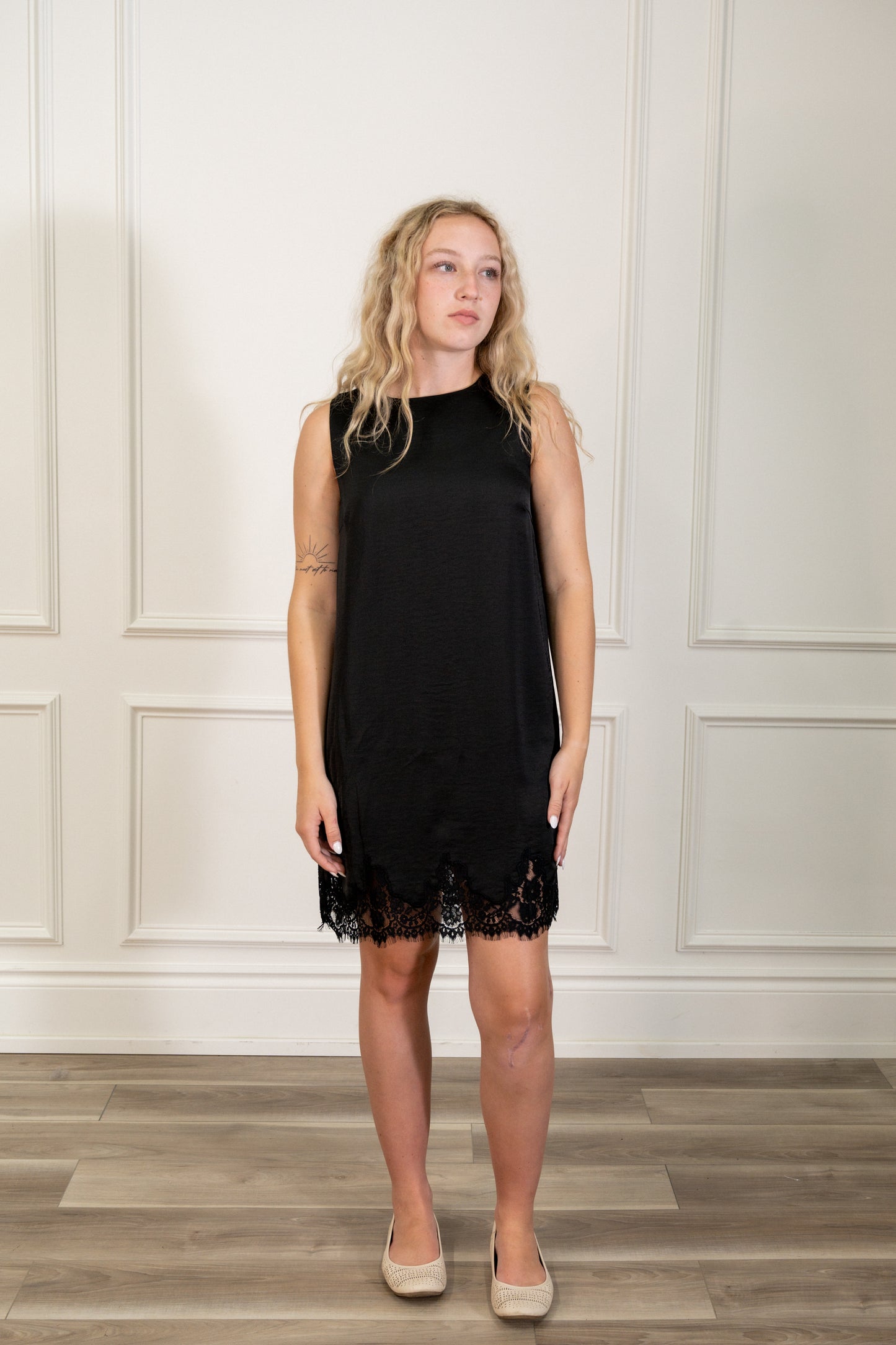 Lizette Black Lace Satin Dress