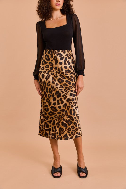 Bias Skirt in Leopard Print