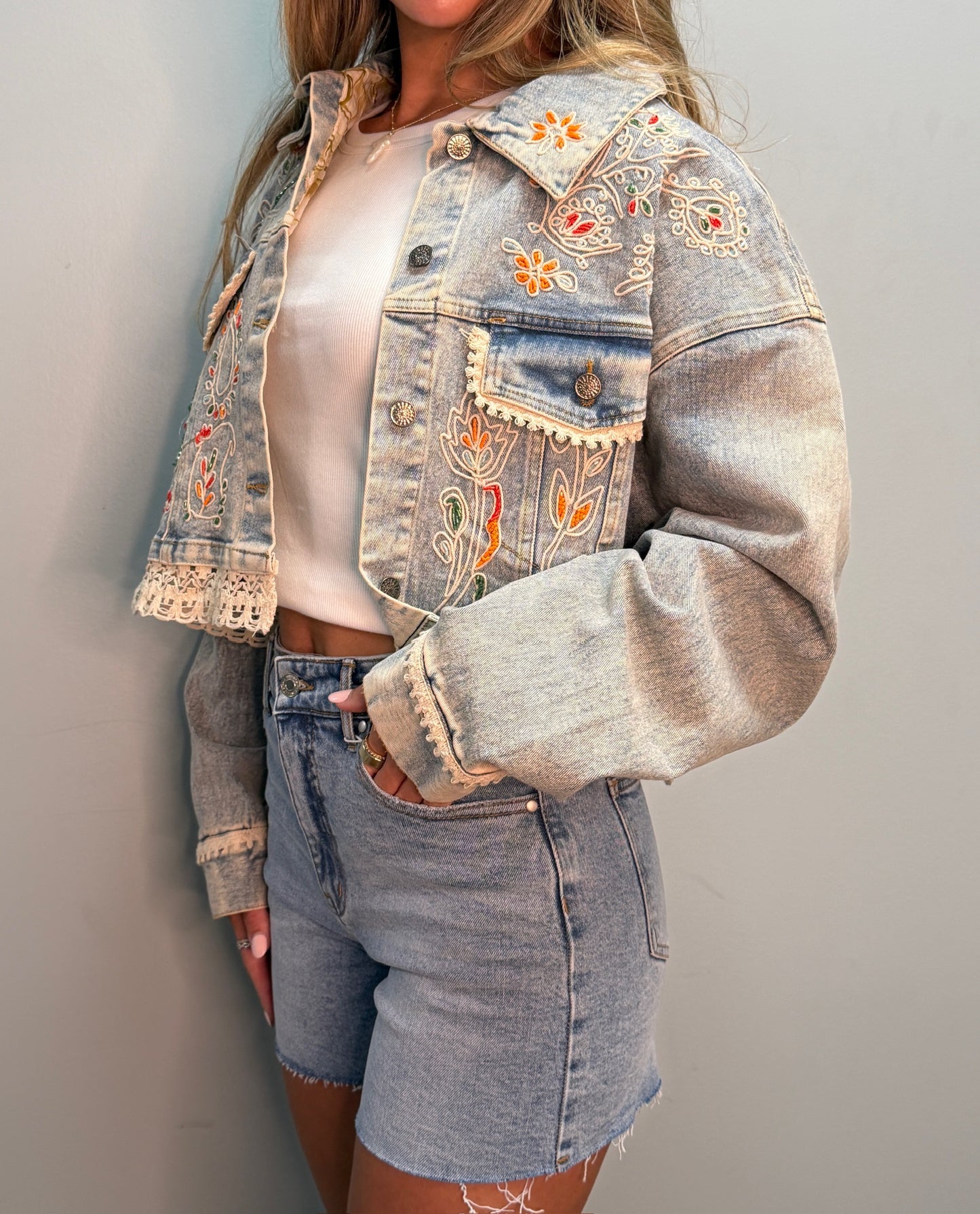 POL Denim Crop Jacket