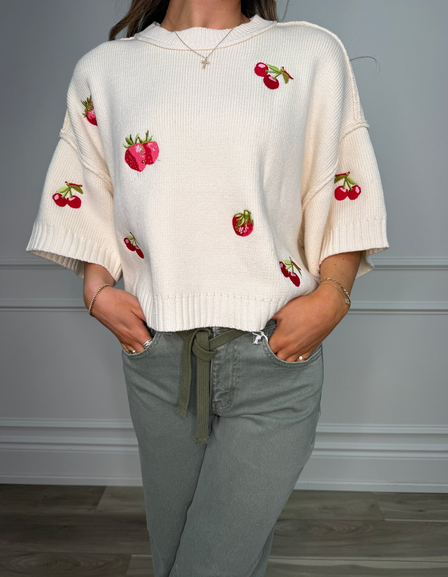 Cream Berry Knit