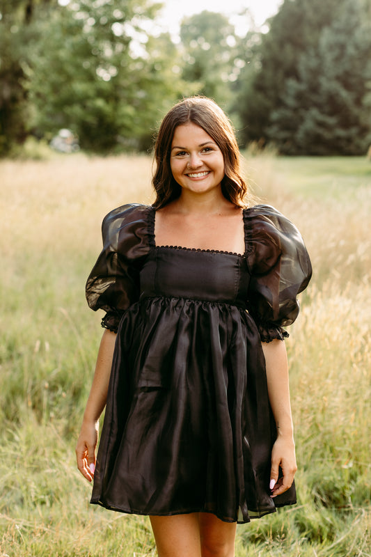 Black Tuelle Babydoll Mini Dress