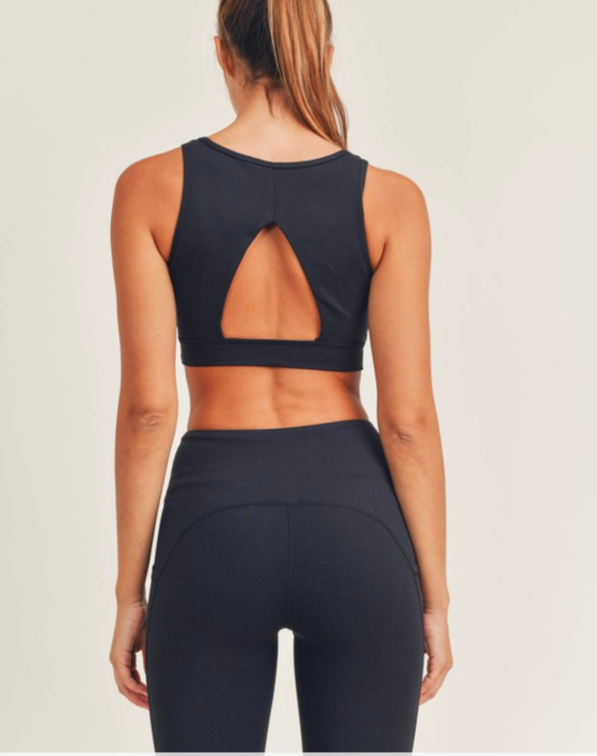 Cutout Overlay Back Performance Sports Bra