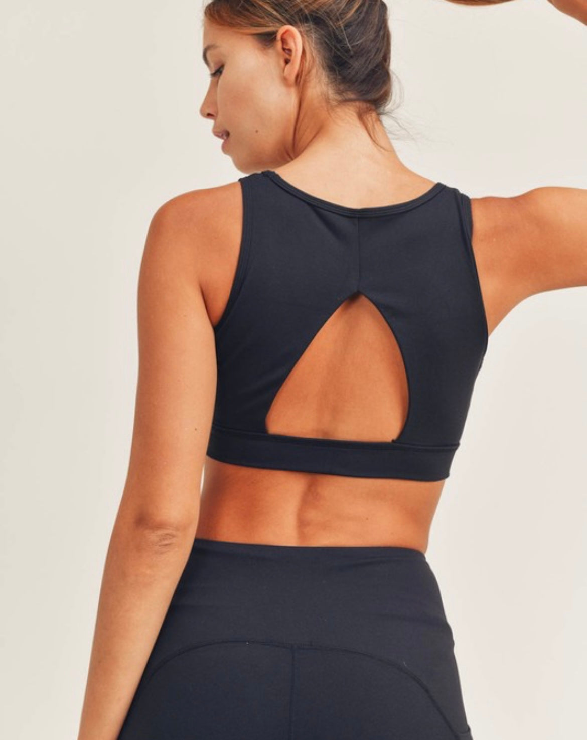 Cutout Overlay Back Performance Sports Bra