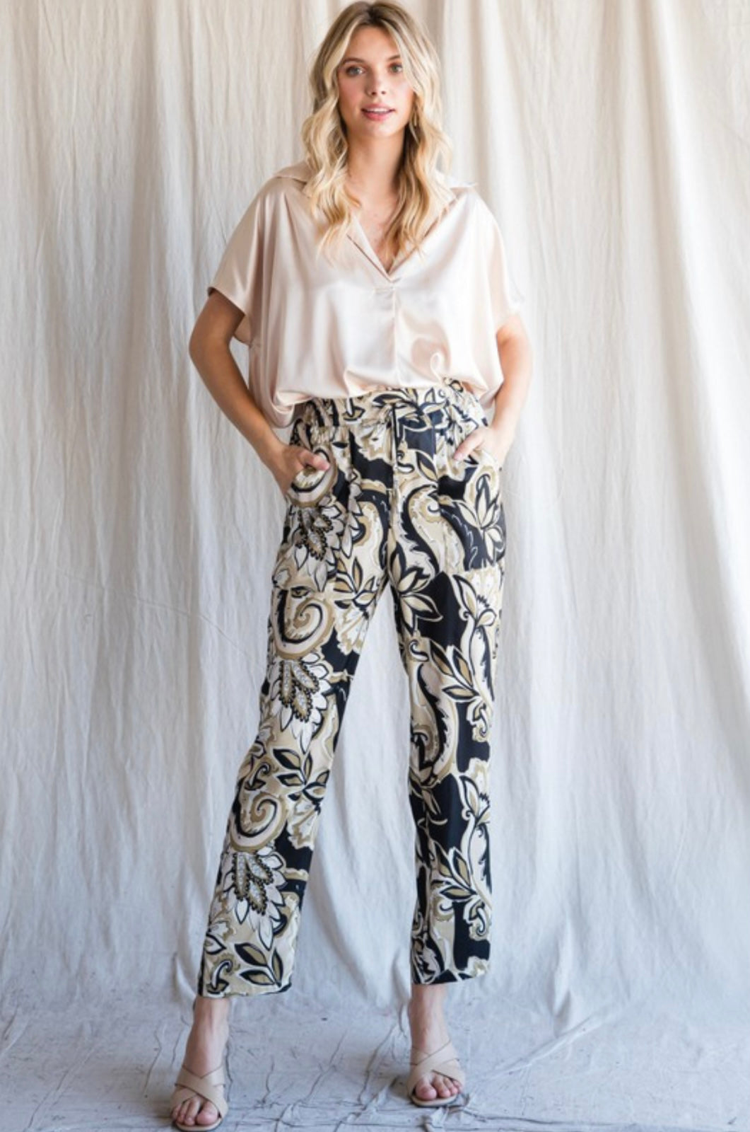 Paisley Pattern Drawstring Pants