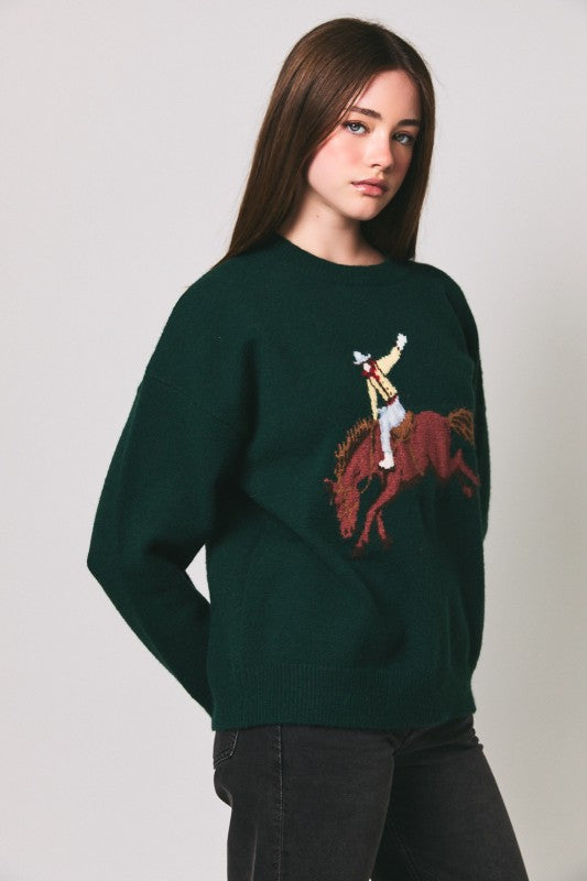 Marlowe Oversized Cowboy Graphic Sweater