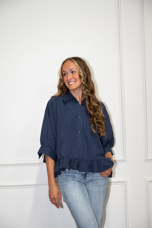 Bridget Ruffle Button Down Top