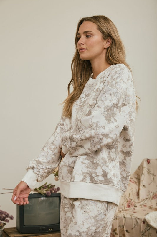 FLORA LOUNGE PANTS AND CREW KNIT SET