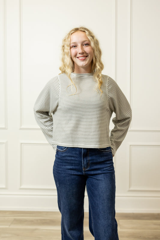 Nadine Striped Waffle Top