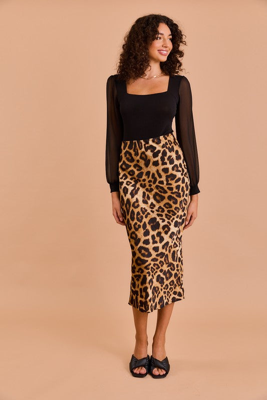 Bias Skirt in Leopard Print