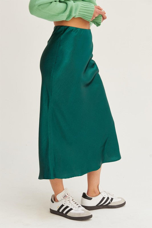 High Wasted Satin Midi