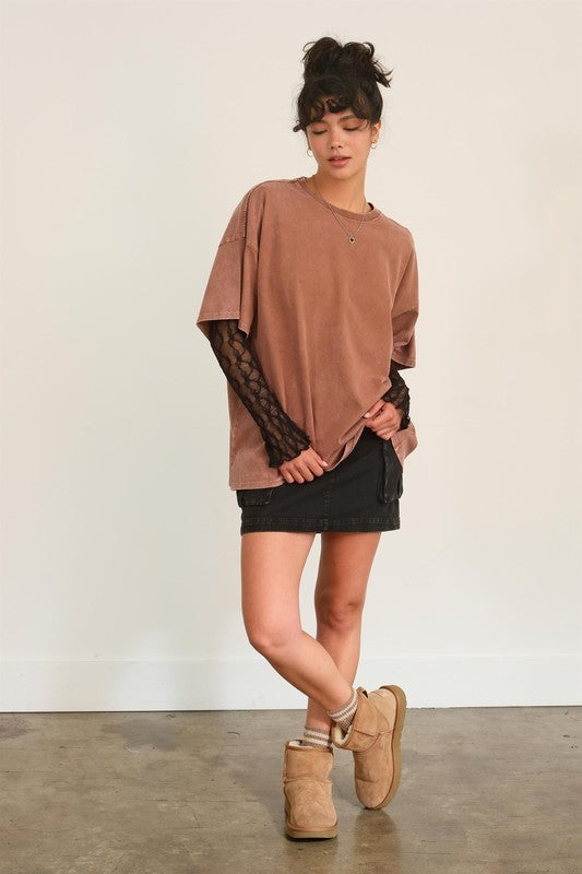 OVERSIZED DISTRESSED COTTON T-SHIRT