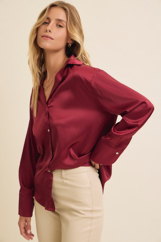 SATIN BUTTON DOWN