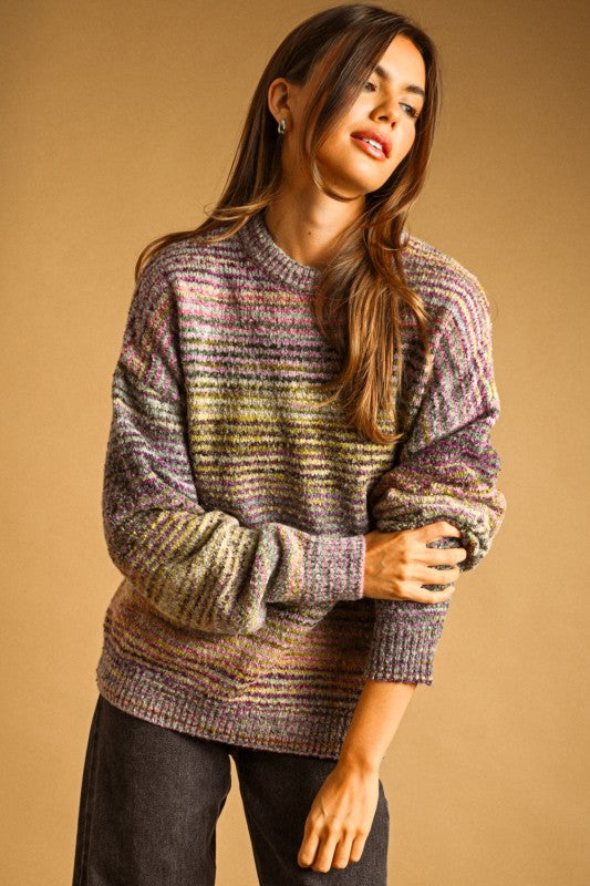 Malarie Multi Stripe Sweater Top