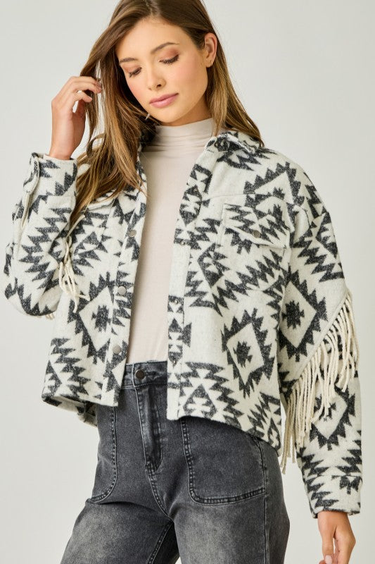 Aztec Fringe Shacket