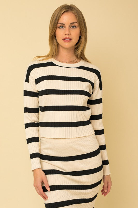 Stripe Ribbed Sweater Top