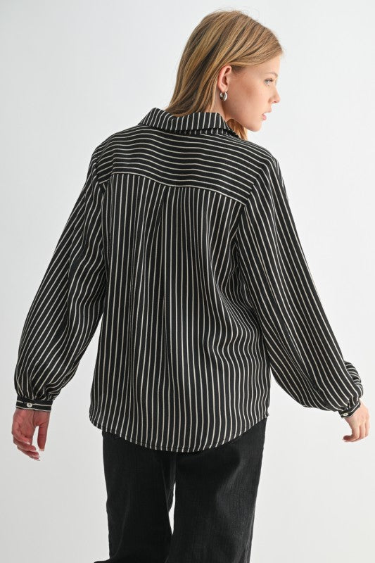 Stripe Button Blk