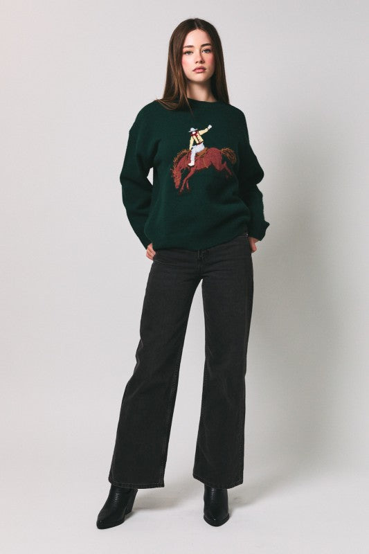 Marlowe Oversized Cowboy Graphic Sweater