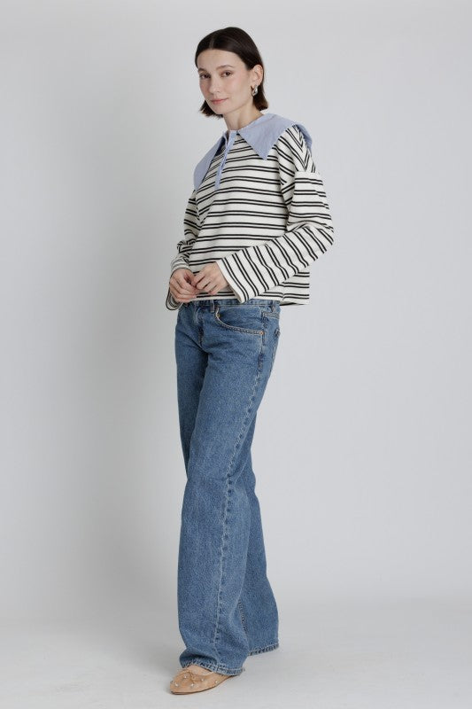 Jessa Oversized Collar Polo Shirt