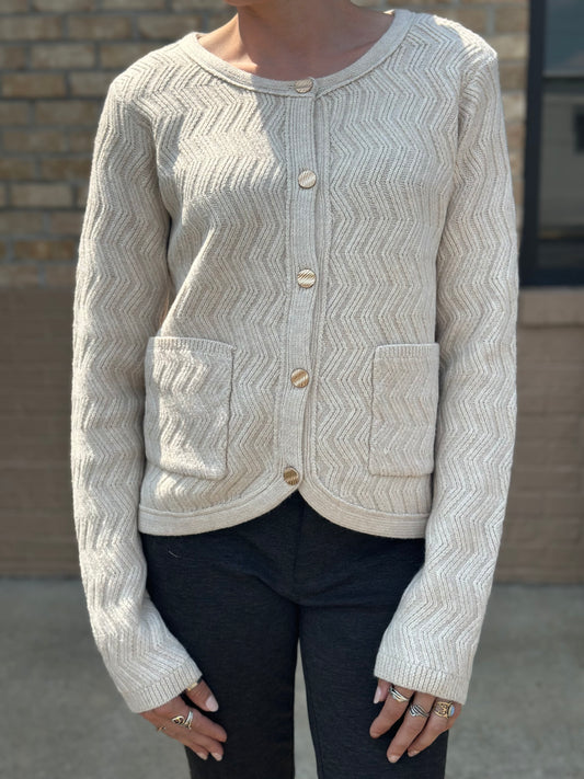 Chevron Button Cardigan